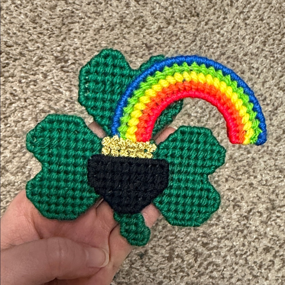 Vintage Handmade Rainbow and Shamrock At patty Day Magnet